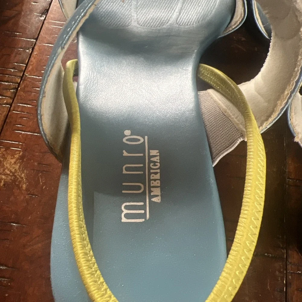 Munro Lot Colorful Leather Slip On Slides Sandals Heels 8W Blue Green Pink Orang